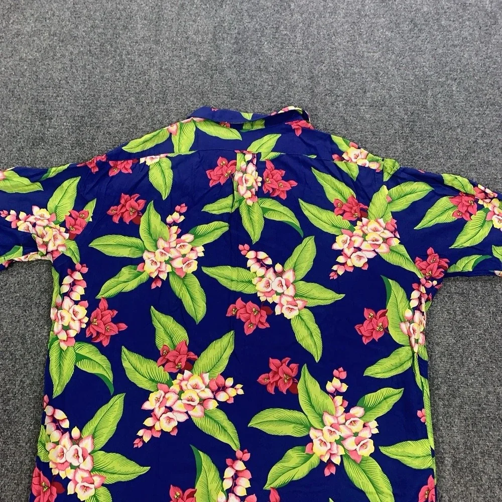 VTG Polo Ralph Lauren Caldwell Shirt Mens XL Floral Rayon Loop Collar Hawaiian